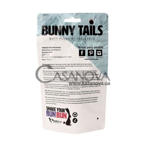 Основное фото Анальная пробка Feelztoys Bunny Tails Shake Your Bun Bun серебристая с розовым 7 см