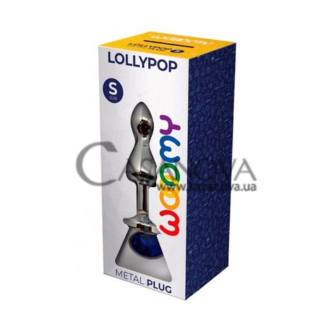 Основное фото Анальная пробка Wooomy Lollypop S серебристая с синим кристаллом 8,5 см