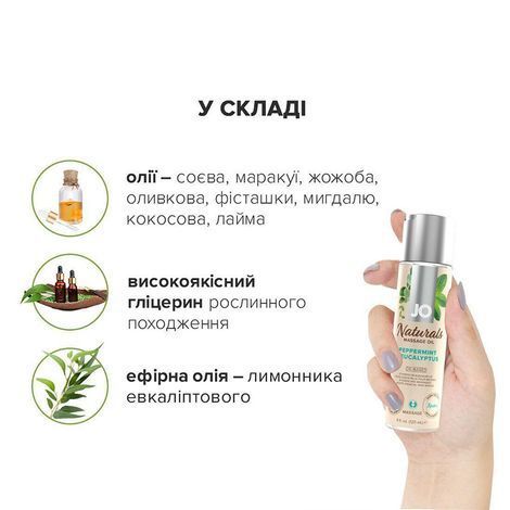 Основне фото Масажна олія "Перцева м'ята та евкаліпт" System JO Naturals Massage Oil Peppermint & Eucalyptus 120 мл