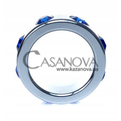 Основное фото Металлическое эрекционное кольцо Boss Series Metal Cock Ring With Dark Blue Diamonds Small серебристое