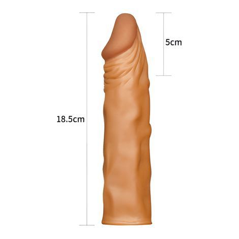 Основное фото Реалистичная насадка на член Lovetoy Add 2" Pleasure X Tender Penis Sleeve коричневая 18,5 см