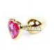 Дополнительное фото Анальная пробка Jewellery Pink Crystal золотистая 7 см