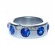 Дополнительное фото Металлическое эрекционное кольцо Boss Series Metal Cock Ring With Dark Blue Diamonds Small серебристое
