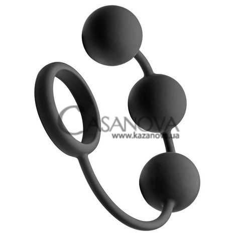 Основное фото Анальные шарики Tom of Finland Silicone Cock Ring With 3 Weighted Balls чёрные