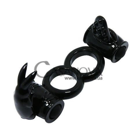 Основное фото Двойное кольцо-стимулятор Sweet Ring Double Penis BI-0504 чёрное