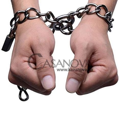 Основное фото Металлические манжеты Tom of Finland Locking Chain Cuffs серые