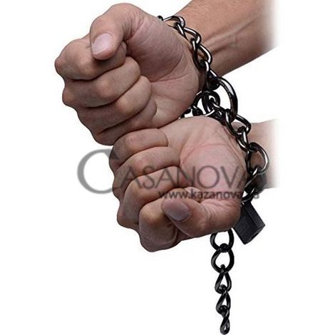 Основне фото Металеві манжети Tom of Finland Locking Chain Cuffs сірі