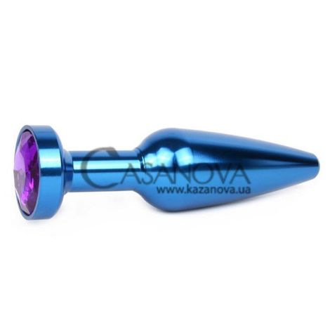 Основное фото Анальная пробка Anal Jewelry Plugs XBLU-04 синяя с фиолетовым кристаллом 11,3 см