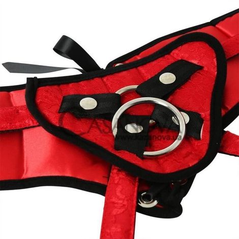 Основное фото Трусы для страпона Sportsheets Plus Red Lace With Satin Corsette Strap-On красные