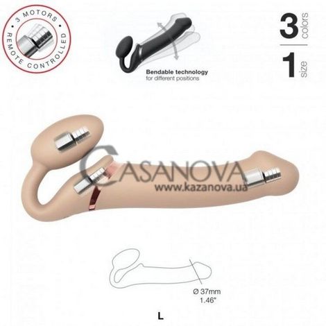 Основное фото Безремневой страпон с вибрацией Strap-On-Me Vibrating Bendable Strap-On L телесный 21,3 см