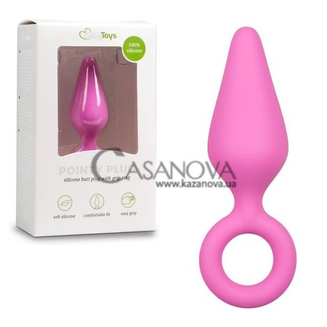 Основное фото Анальная пробка EasyToys Pink Buttplugs With Pull Ring Medium розовая 12 см