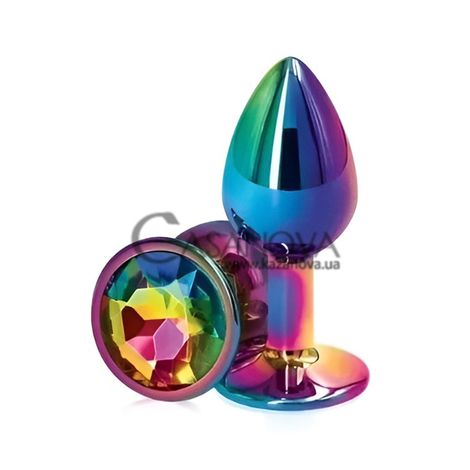 Основное фото Анальная пробка Seamless Metal Colorful Crystal M разноцветная 8,5 см