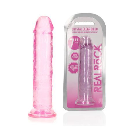 Основное фото Фаллоимитатор на присоске RealRock Crystal Clear Dildo розовый 20 см