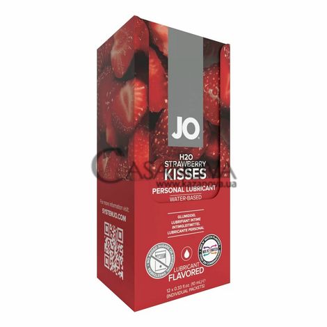 Основне фото Набір із 12 пробників орального лубриканту JO H2O Strawberry Kisses Lubricant Flavored полуниця 120 мл