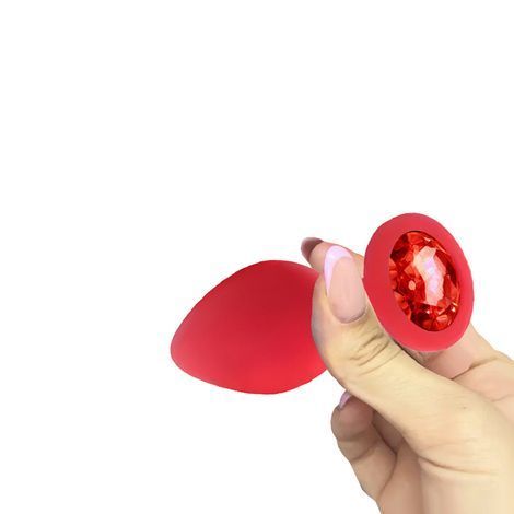 Основне фото Силіконова анальна пробка Crystal Silicone Diamond S червона з червоним кристалом 7,5 см