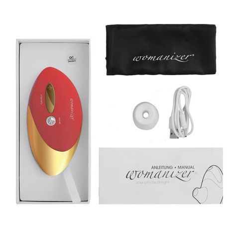 Основное фото Вакуумный стимулятор для клитора Womanizer W-500 красный с золотым 12 см