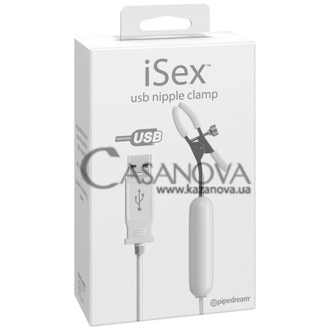 Основное фото Вибростимуляторы на соски iSex USB Nipple Clamp белые