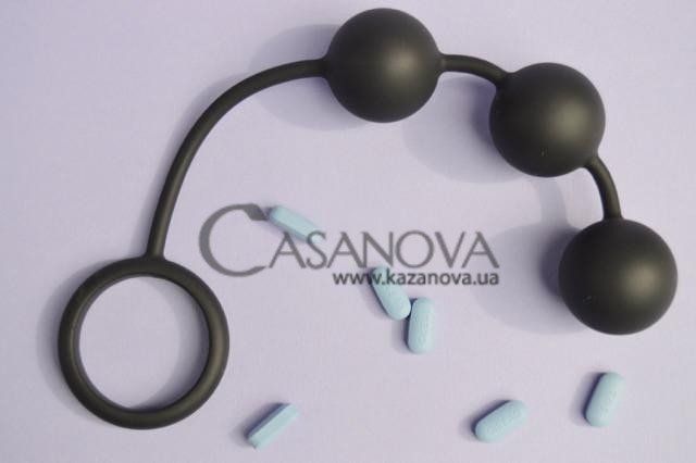 Основное фото Анальные шарики Tom of Finland Silicone Cock Ring With 3 Weighted Balls чёрные