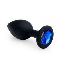 Основное фото Анальная пробка Crystal Anal Plug S чёрная с синим кристаллом 7,5 см