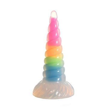 Основное фото Фэнтезийный фаллоимитатор Creature Cocks Uni-Glow Glow-in-the-Dark Rainbow Silicone Dildo разноцветный 19,6 см