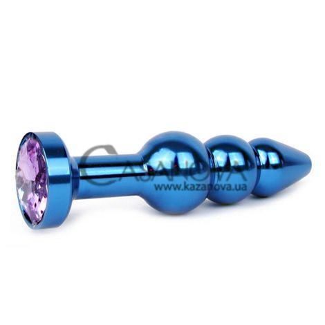 Основное фото Анальная пробка Anal Jewelry Plugs QBLU-15 синяя с сиреневым кристаллом 11,3 см