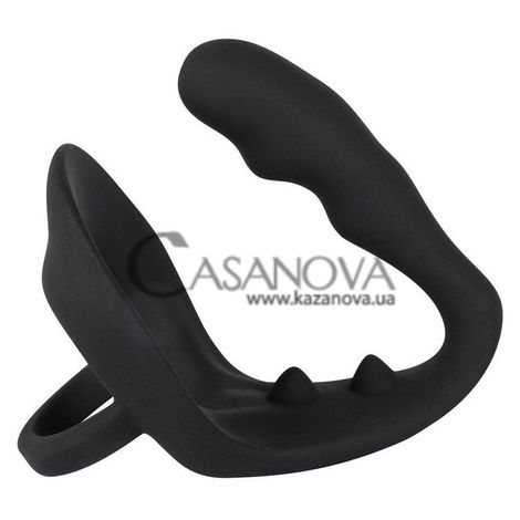 Основное фото Эрекционные кольца и анальный стимулятор Black Velvets Ring & Plug чёрные 10,5 см