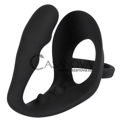 Основне фото Ерекційні кільця та анальний стимулятор Black Velvets Ring & Plug чорні 10,5 см