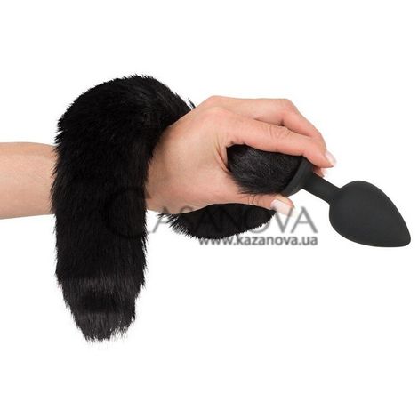 Основне фото Анальна пробка з хвостом та вушками Bad Kitty Pet Play чорна 9,3 см