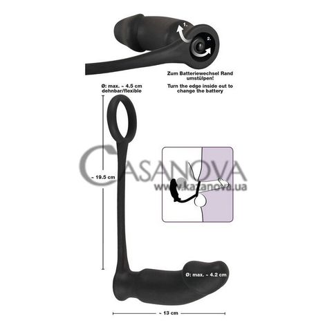 Основное фото Анальный вибростимулятор с кольцом Black Velvets Ring + Plug чёрный 13 см
