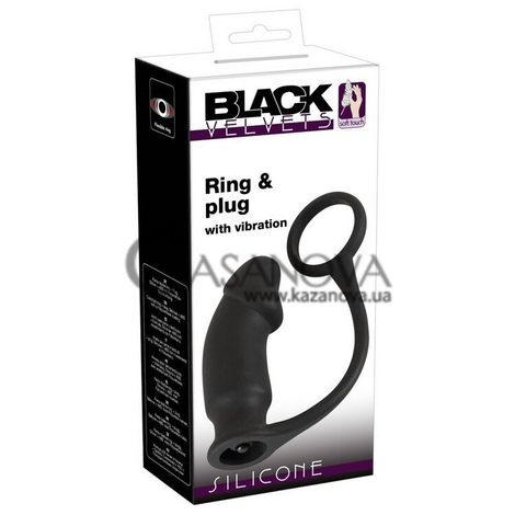 Основне фото Анальний вібростимулятор із кільцем Black Velvets Ring + Plug чорний 13 см