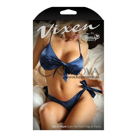 Основное фото Комплект белья Fantasy Lingerie Vixen Girl U Want с бантиками синий