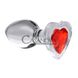 Дополнительное фото Анальная пробка Xr Brands Red Heart Gem Glass Medium Anal Plug прозрачная с красным кристаллом 8,3 см