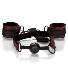 Основное фото Кляп с наручниками Scandal Breathable Ball Gag With Cuffs чёрно-красный