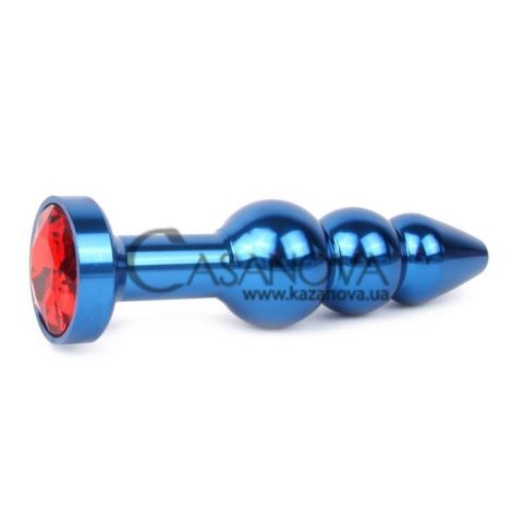 Основное фото Анальная пробка Anal Jewelry Plugs QBLU-16 синяя с красным кристаллом 11,3 см