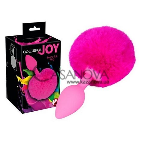 Основное фото Анальная пробка Colorful Joy Bunny Tail Plug розовая 13,5 см