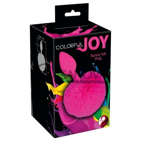 Основное фото Анальная пробка Colorful Joy Bunny Tail Plug розовая 13,5 см