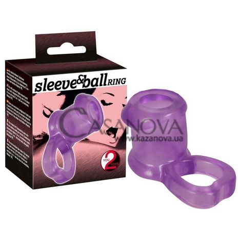 Основное фото Открытая насадка с кольцом на мошонку Sleeve & Ball Ring фиолетовая 4,7 см
