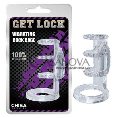 Основное фото Вибронасадка Get Lock Vibrating Cock Cage прозрачная 5,8 см