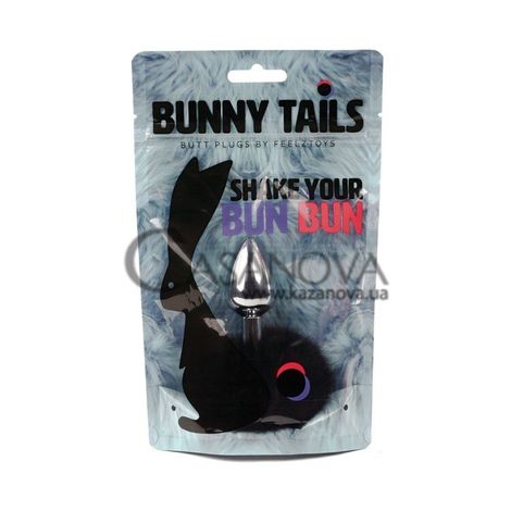 Основное фото Анальная пробка Feelztoys Bunny Tails Shake Your Bun Bun серебристая с чёрным 7 см