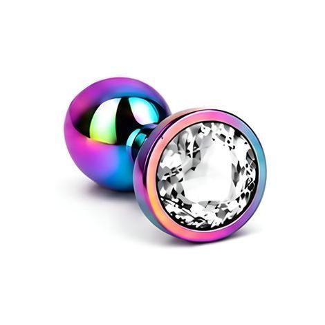 Основное фото Анальная пробка EGZO Multicolor Round Plug S разноцветная с прозрачным кристаллом 7 см