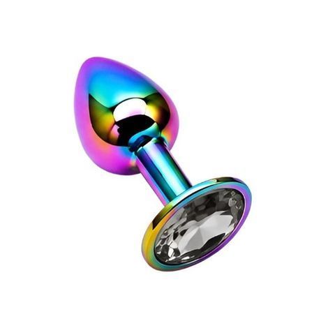 Основное фото Анальная пробка EGZO Multicolor Round Plug S разноцветная с прозрачным кристаллом 7 см