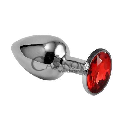 Основное фото Анальная пробка с камнем LoveToy Rosebud Classic Metal Plug S серебристая с красным 6,8 см
