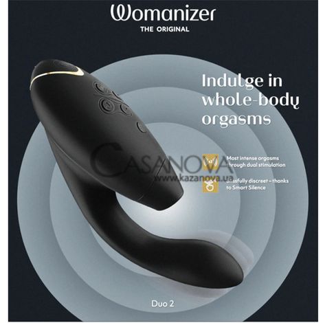Основне фото Безконтактний вібратор-стимулятор Womanizer Duo 2 чорний 20,3 см