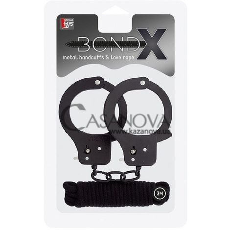 Основне фото Набір для бондажу BondX Metal Handcuffs & Love Rope чорний