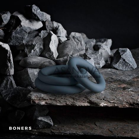 Основне фото Набір ерекційних кілець Boners 3-Piece Cock Ring Set сірий
