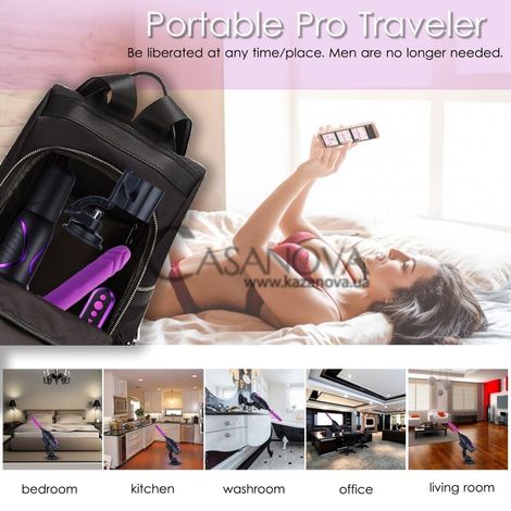 Основное фото Секс-машина с фаллоимитатором Hismith Pro Travel APP чёрная с фиолетовым