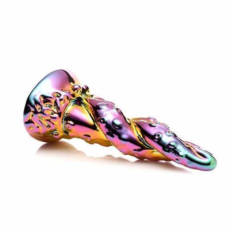 Основное фото Стеклянный фэнтезийный фаллоимитатор Creature Cocks Enchanting Rainbow Glass Dildo разноцветный 16 см