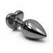 Дополнительное фото Анальная пробка EGZO Dark Silver Heart Plug M серебристая с салатовым кристаллом 8,2 см