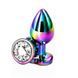 Дополнительное фото Анальная пробка EGZO Multicolor Round Plug S разноцветная с прозрачным кристаллом 7 см