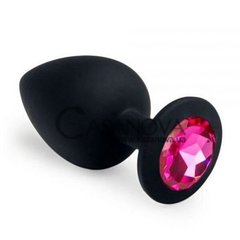Основне фото Анальна пробка Crystal Anal Plug L чорна з яскраво-рожевим кристалом 9 см